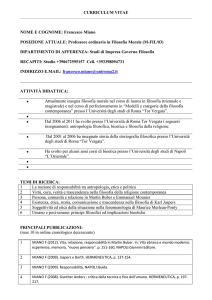 CURRICULUM VITAE NOME E COGNOME: Francesco Miano