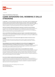 Come difendersi dal mobbing e dallo straining