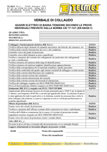 Verbale di Collaudo Quadri Elettrici Bassa Tensione CEI 17-13/1