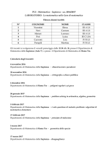 PLS - Matematica - Sapienza - a.s. 2016/2017 LABORATORIO: La