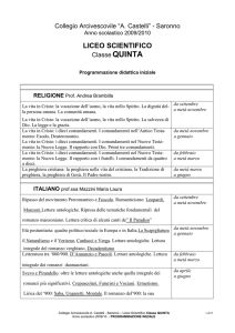 V Liceo - programmazione inziale 09-10
