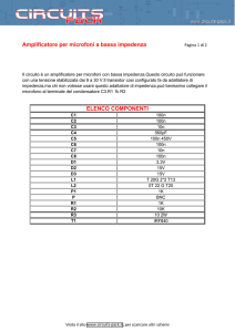Amplificatore per microfoni a bassa impedenza