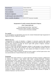 Programma Analisi economico finanziarie d`impresa 2015