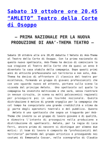 Sabato 19 ottobre ore 20.45 “AMLETO” Teatro della