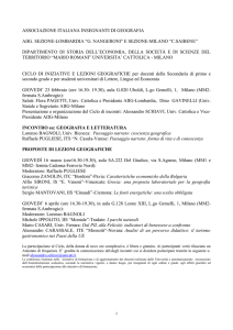 CICLO DI INIZIATIVE E LEZIONI GEOGRAFICHE per docenti