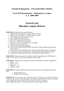 massimo comun divisore - Facoltà di Ingegneria