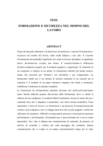 tesi: formazione e sicurezza nel modno del lavoro