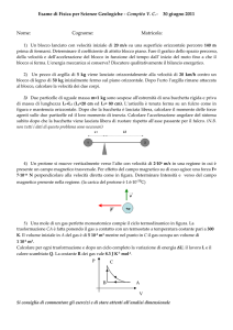 Esame di Fisica per Scienze Geologiche - Compito V. C.