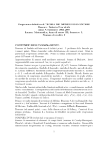 Teoria dei Numeri Elementare