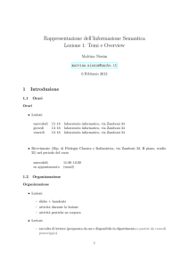 Rappresentazione dell`Informazione Semantica Lezione 1: Temi e