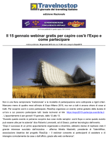 Il 15 gennaio webinar gratis per capire cos`è l`Expo e