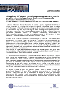 «L`eccellenza dell`industria meccanica va sostenuta attraverso