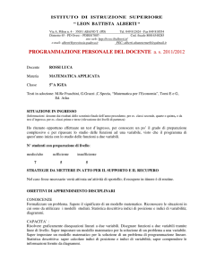 Piano di lavoro Matematica Prof Rossi