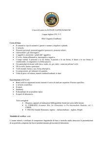 Corso di Laurea in SCIENZE GASTRONOMICHE Lingua Inglese