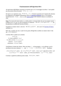 Funzionamento dell`algoritmo RSA