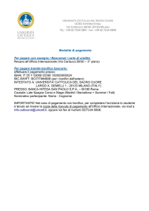 Modalità di pagamento Per pagare con assegno / Bancomat / carta