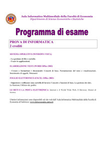 PROVA DI INFORMATICA 2 crediti - Aula Informatica Multimediale