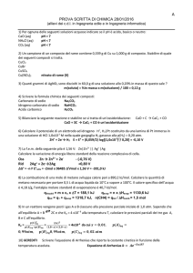 PROVA SCRITTA DI CHIMICA 28/01/2016 Oss Zn → Zn2+ + 2e