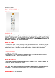 SCHEDA TECNICA SHAMPOO PER CANI 200 ML Cod. AN01