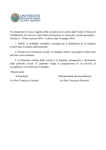 Si comunicano le tracce oggetto della seconda prova scritta degli