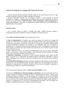 I fattori di rischio per lo sviluppo dell`Anoressia Nervosa