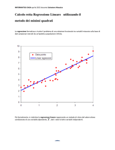 Calcolo retta Regressione Lineare utilizzando il metodo dei minimi