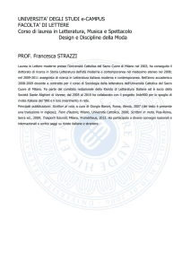 UNIVERSITA` DEGLI STUDI e-CAMPUS FACOLTA` DI LETTERE