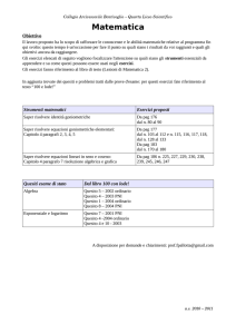 Esercizi di matematica - collegio arcivescovile bentivoglio