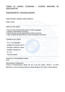CORSO DI LAUREA: ECONOMIA – SCIENZE BANCARIE ED