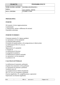 PROGRAMMA INSIEMI Gli insiemi e la loro