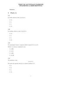 TEST DI AUTOVALUTAZIONE STATISTICA DESCRITTIVA 1 Parte A