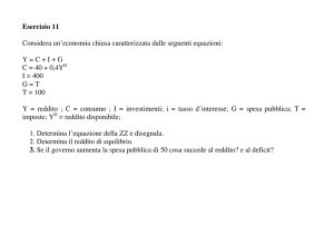 Esercizio 11 Considera un`economia chiusa caratterizzata dalle