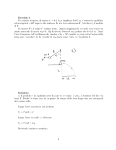 Esercizio 9. Un pendolo semplice, di massa m1 = 0.2 Kg e