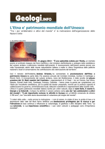 L`Etna e` patrimonio mondiale dell`Unesco