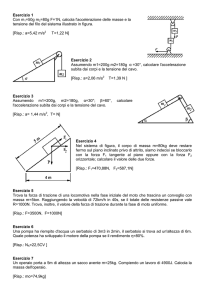 Esercizio 1 Con m1=50g m2=80g F=1N, calcola l`accelerazione