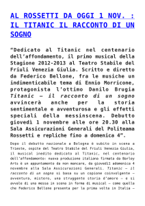 al rossetti da oggi 1 nov. : il titanic il racconto di un sogno