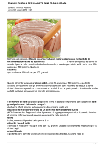 TONNO IN SCATOLA PER UNA DIETA SANA ED EQUILIBRATA
