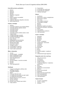 Parole chiave per il corso di Linguistica italiana (2008