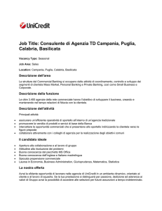Consulente di Agenzia TD Campania, Puglia, Calabria, Basilicata