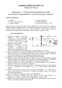 LABORATORIO DI FISICA II Modulo di Ottica Esperienza n. 3