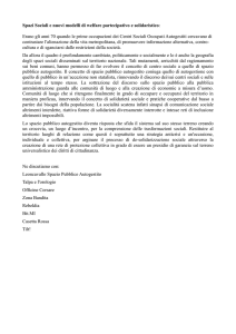 Spazi Sociali e nuovi modelli di welfare partecipativo e solidaristico