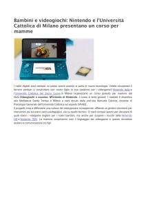 Bambini e videogiochi: Nintendo e l`Università Cattolica di Milano