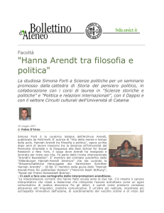 "Hanna Arendt tra filosofia e politica"