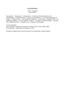 ECONOMETRIA 4 CFU – Classe 28 Marco ROSSI Stazionarieta