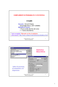 Statistica Descrittiva Indici di posizione, di asimmetria e di dispersione