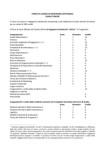CORSO DI LAUREA IN INGEGNERIA GESTIONALE CANALE