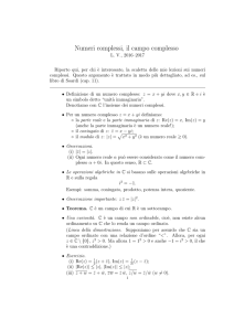 Numeri complessi, il campo complesso