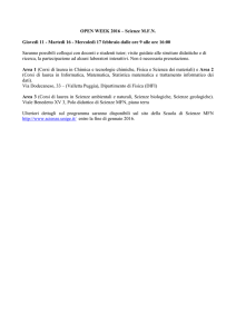 OPEN WEEK 2016 – Scienze M.F.N. Giovedì 11 - Martedì 16