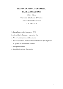 BREVI CENNI SUL FENOMENO GLOBALIZZAZIONE Chiara Oldani