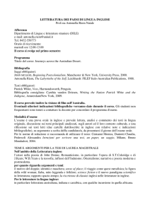 LETTERATURA DEI PAESI DI LINGUA INGLESE Prof.ssa Antonella